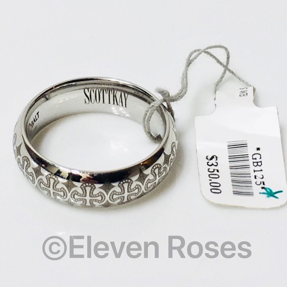 Scott Kay 7mm Cobalt Devout Cross Ring - Picture 8 of 8